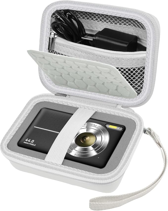 Comecase Carrying & Protective Case for Digital Camera, for CAMKORY/for Kodak Pixpro/for Canon PowerShot ELPH 180/190 / for Sony DSCW800 DSCW830 Cameras for Travel(Bag Only)- White