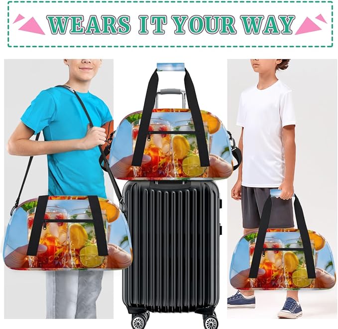 Drinks Kids-Duffel-Bags Gymnastics Dance Bag Carry-On Overnight Travel Gym Lightweight Dance Sports Bags For Girls Boys Kids，