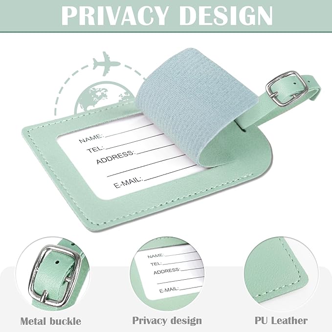 COSHAYSOO Green Passport Cover and Luggage Tag Set TSA Approved with Her Initial Chenille Letter Patch, Trending Traveling Bag Backpack Suitcase Identifier Birthday Gifts for Women Girls (N)