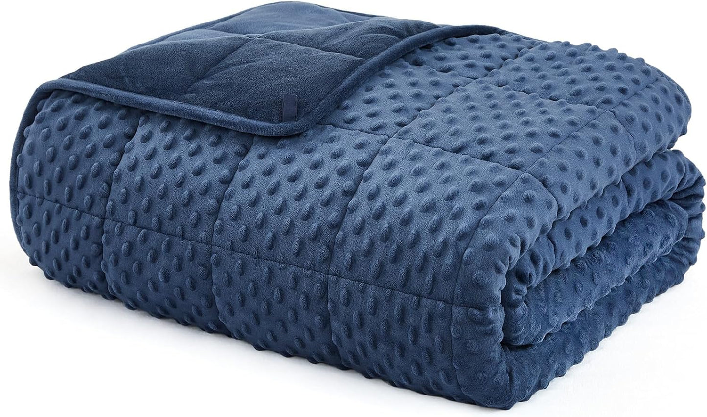L'AGRATY Weighted Blanket for Adult - 48"x72" 15lbs Minky Dots Heavy Blanket with Glass Beads: Soft Breathable for All-Season Summer Fall Winter Thick Comfort for Sleeping