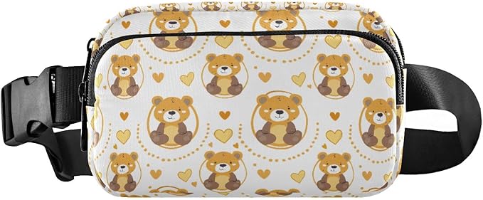 Kawaii Bear Heart Fanny Pack for Women Men Water Resistant Fashion Waist Packs with Adjustable Strap Belt Bag for Travel Workout Jogging Hiking 21219371