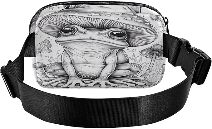 Cute Frog with Mushroom Hat Fanny Pack for Women Men Water Resistant Fashion Waist Packs with Adjustable Strap Belt Bag for Travel Workout Jogging Hiking 21219936