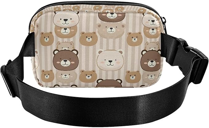 Kawaii Bear Stripe Fanny Pack for Women Men Water Resistant Fashion Waist Packs with Adjustable Strap Belt Bag for Travel Workout Jogging Hiking 21219062