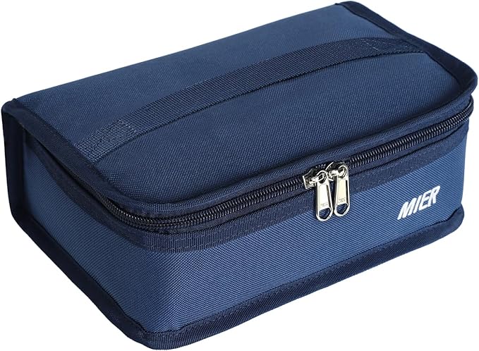 MIER Small Lunch Bag for Kids & Adults Compact Insulated Lunch Box Portable Thermal Mini Cooler for Work School Travel, Navy Blue