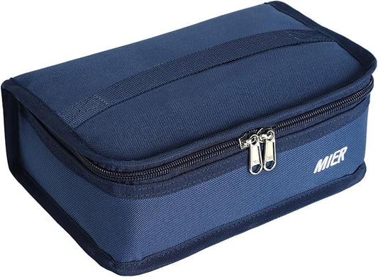 MIER Small Lunch Bag for Kids & Adults Compact Insulated Lunch Box Portable Thermal Mini Cooler for Work School Travel, Navy Blue