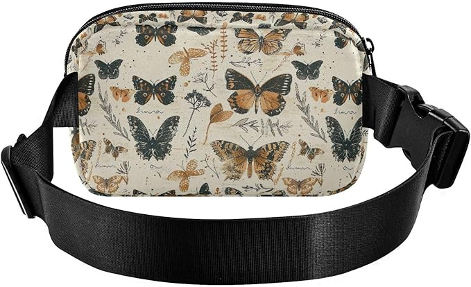 Vintage Butterflies Fanny Pack for Women Men Water Resistant Fashion Waist Packs with Adjustable Strap Belt Bag for Travel Workout Jogging Hiking 21219210