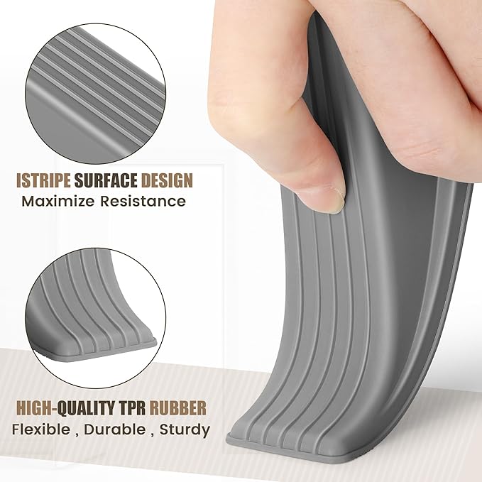 Crosize 5 Pack Door Stoppers for Bottom of Door, Premium Rubber Gate Door Stops, Sturdy Wedge for Carpet, Tile, Concrete, Wood, Door Holder for Heavy Duty Door, Gray