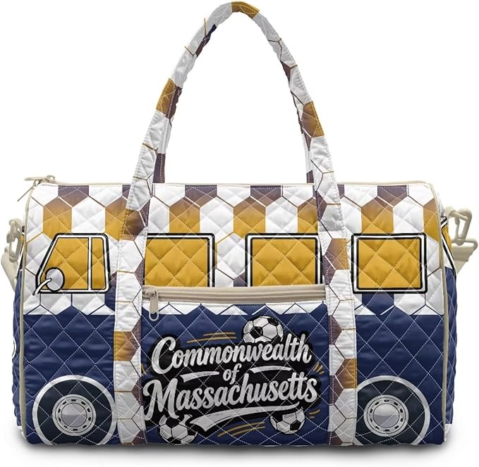 COEQINE Massachusetts Van Car Duffle Bag Quilted Tote Bag For Men Medium Toiletry Bag Weekender Overnight for Workout