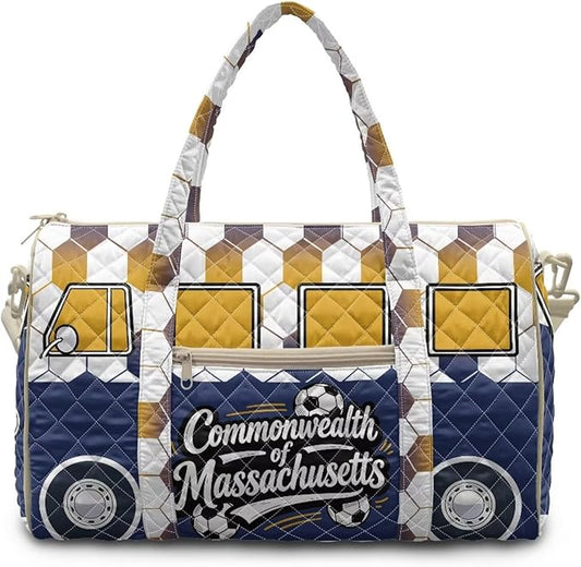 COEQINE Massachusetts Van Car Duffle Bag Quilted Tote Bag For Men Medium Toiletry Bag Weekender Overnight for Workout