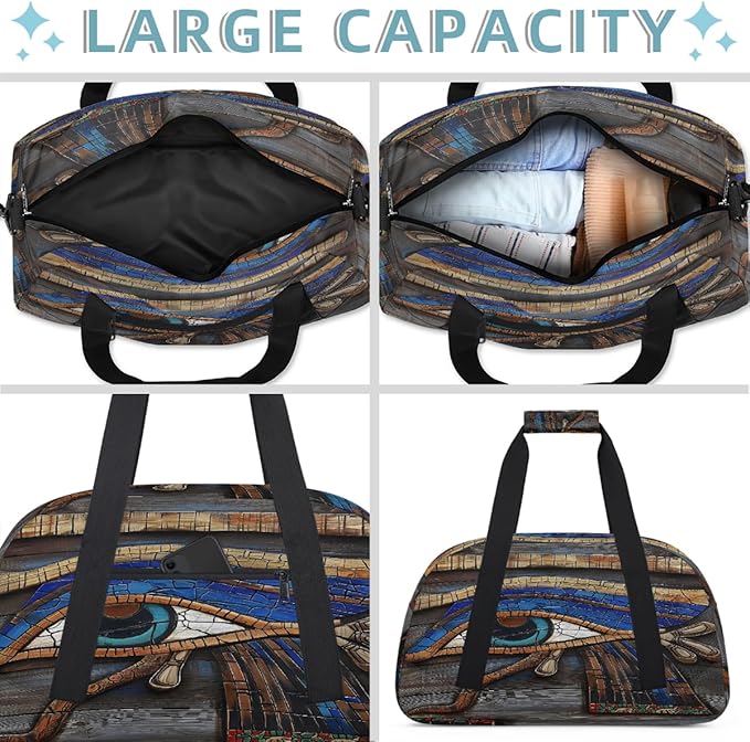 Travel Duffle Bag for travel duffle bag sports Girls Boys Kids Egyptian Eyes Lightweight Overnight Sleepover Weekender Bags Small Dance Gym Sport Bag Teens Carry-On Size Workout Bag