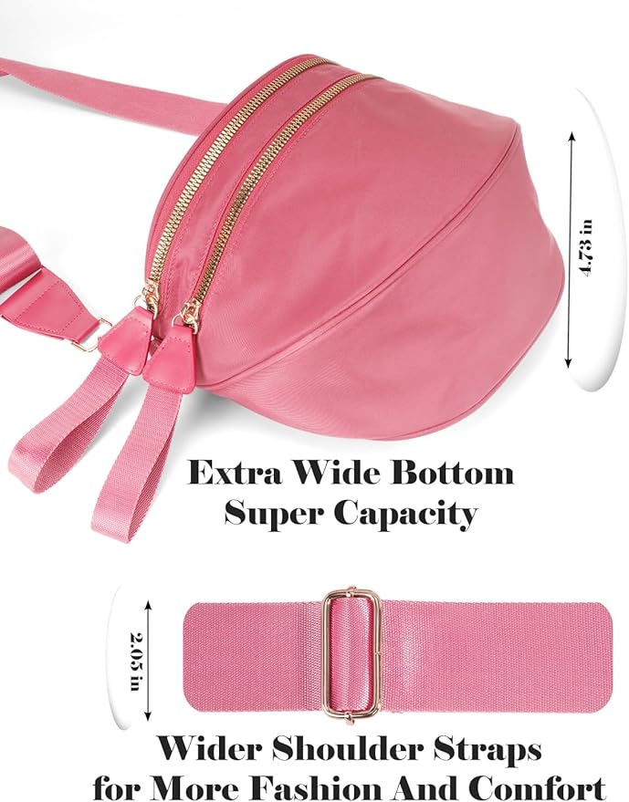 Pure Colour Crossbody Bag Bum Bag for Women,Spacious Purse Fanny Packs Belt Bag,Oversized Bum Bag (Colour Bum Bag-Watermelon Red)