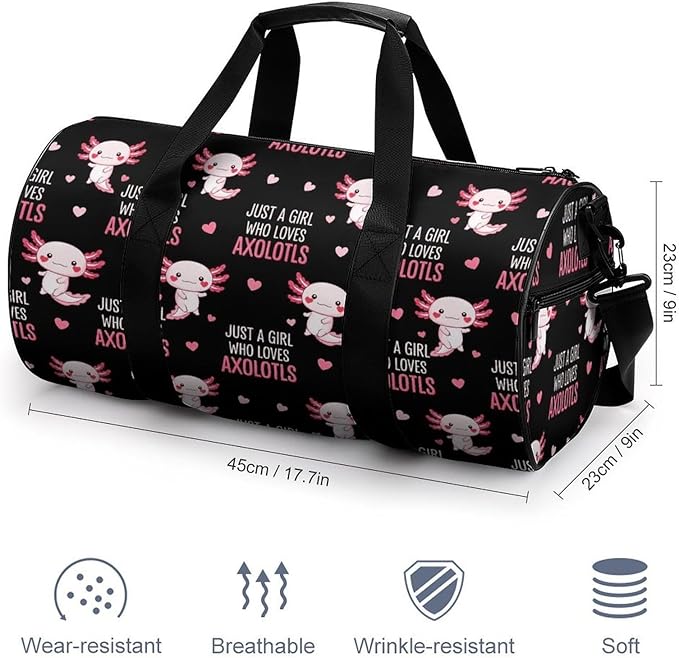Weekender Carry on Beach Yoga Overnight Luggage Bag Just A Girl Who Loves Axolotls Gym Sports Duffle Bag Dance Gymnastics Bags