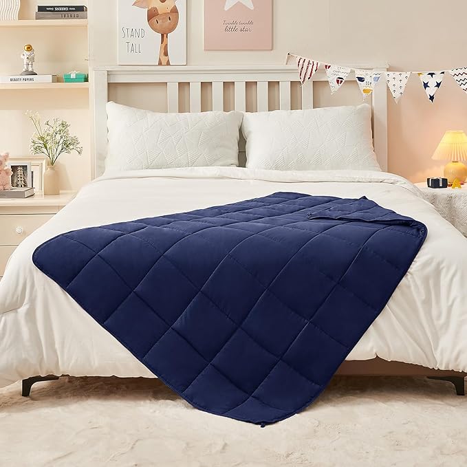 yescool Navy Weighted Blanket 10 Pounds Twin Cooling Weighted Lap Blanket, Heavy Blanket for Sleeping, Weighted Throw Blanket Gifts for 80-110lbs, 40" x60