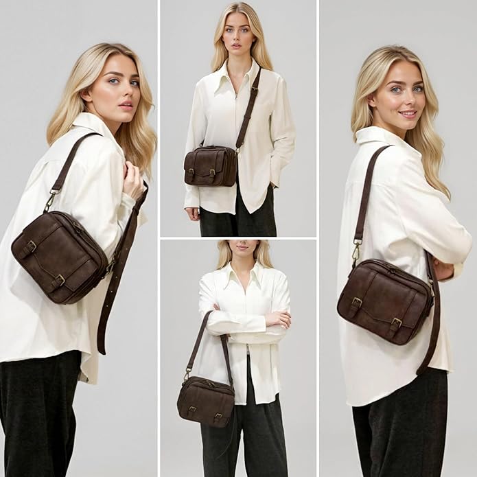 Women‘s Anti Theft RFID Blocking Small Vegan Leather Crossbody Bag Travel Purse With Built In Wallet Messenger Bag