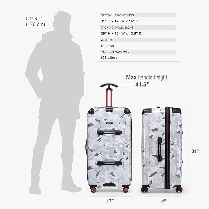 Traveler's Choice Maxporter II Polycarbonate Hardside Trunk with Spinner Wheels, White Camo, 30-Inch Trunk