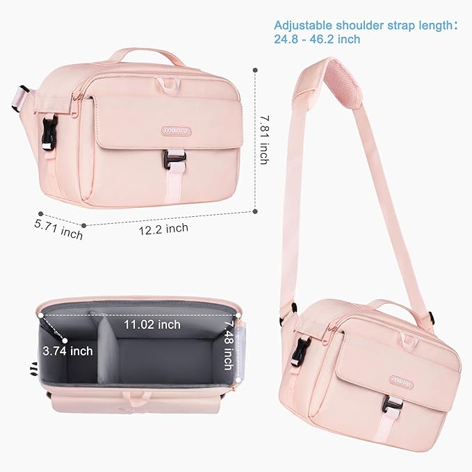 MOSISO Camera Shoulder Bag Case Crossbody Sling Purse, DSLR/SLR/Mirrorless Compact Padded Photography Handbag with Rain Cover Compatible with Canon/Nikon/Sony Cameras and Lenses, Pink