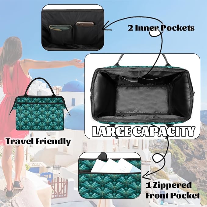 Travel Duffel Bag, Teal Blue Shells Pattern Waterproof Sports Gym Duffle Bag, Large Capacity Weekender Carry On Overnight Bags for Women Men