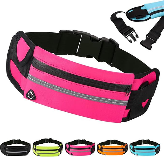 Anti-Theft Invisible Waist Bag - 2026 Lightweight Waterproof Money Belt, Multifunctional Running Belt with Water Bottle Strap, Hidden Travel Pouch for Passport Phone (Rose Red)