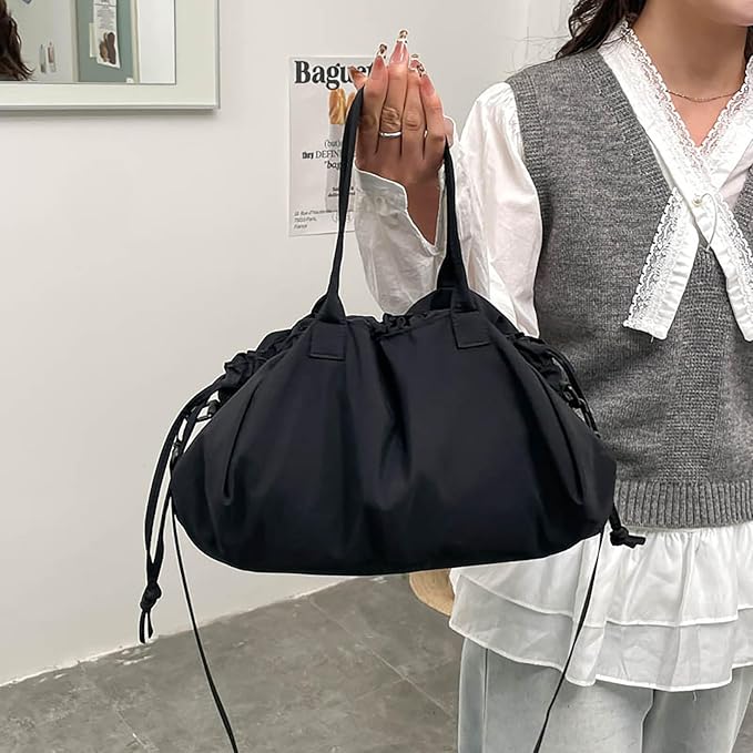 Stylish Crinkled Nylon Handbag with Adjustable Comfortable Strap and Spacious Interior Shoulder Bag for Work or Gym Use Bag