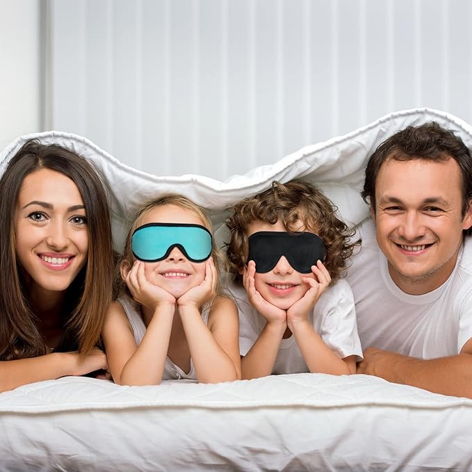 2 Pieces 3D Sleep Mask for Kids Memory Foam Contoured Eye Mask, Travel Sleep Eye Cover with Adjustable Strap, 3D Blindfolds(Black and Green)