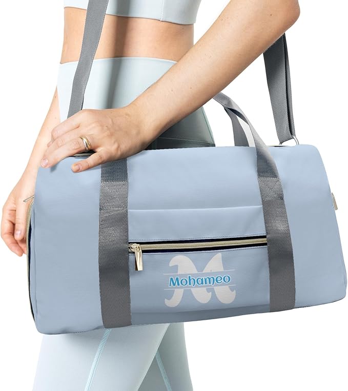 Personalized Tactical Gym Bag For Men，Custom Travel Duffel Bag with Name，Sports Workout Travel Bag with Shoes Compartment-Blue letters