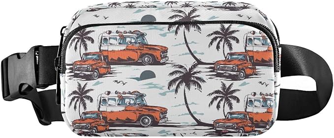Beach Coconut Tree Surf Trucks Fanny Pack for Women Men Water Resistant Fashion Waist Packs with Adjustable Strap Belt Bag for Travel Workout Jogging Hiking 21219397