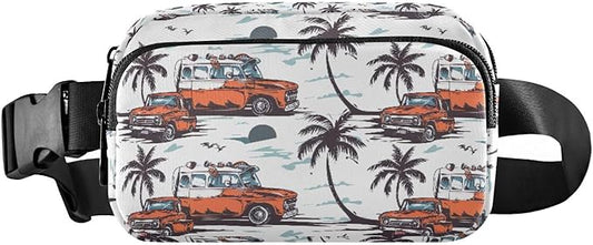 Beach Coconut Tree Surf Trucks Fanny Pack for Women Men Water Resistant Fashion Waist Packs with Adjustable Strap Belt Bag for Travel Workout Jogging Hiking 21219397