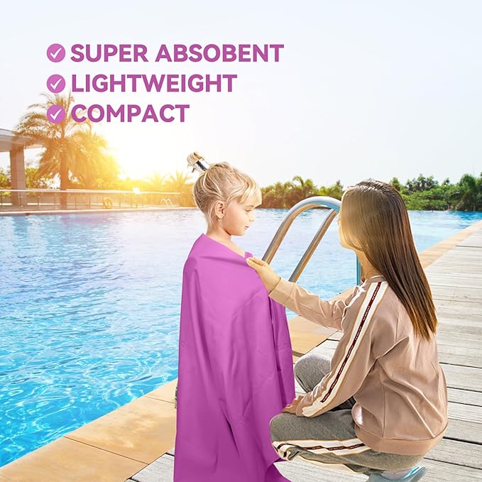 Microfibre Towel Extra Large for Beach, Travel, Swimming, Bath– Quick Dry, Ultra Compact, Sand Free, Lightweight & Super Absorbent(Purple,78x35 in)
