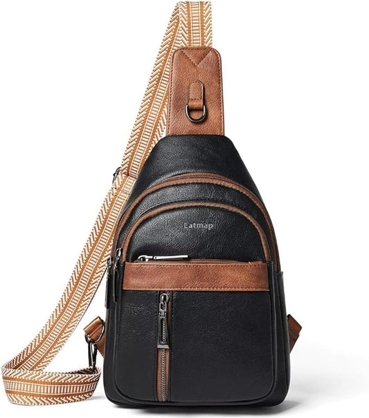 7L Sling Bag For Women Men Backpack Fanny Pack Crossbody Chest Travel Shoulder Belt Bags Purse Handbag PU Leather