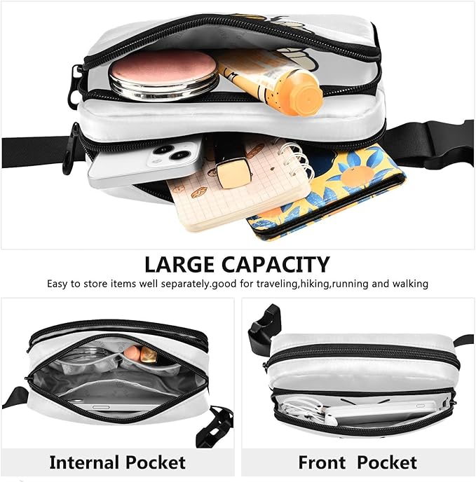 Bee Fanny Pack for Women Men Water Resistant Fashion Waist Packs with Adjustable Strap Belt Bag for Travel Workout Jogging Hiking 21219175