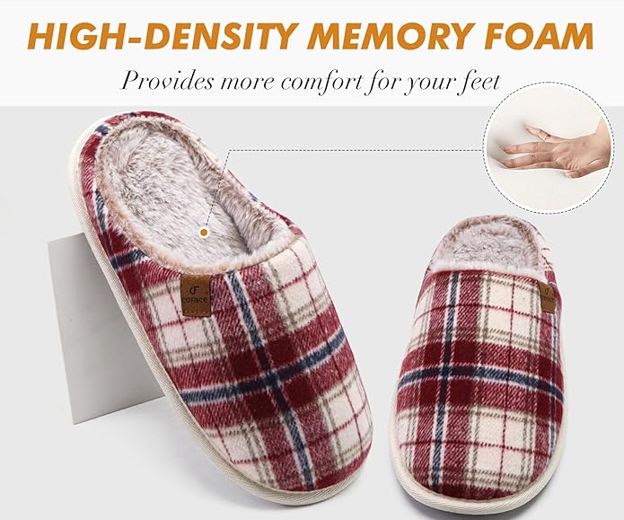 COFACE Mens Cozy Memory Foam Scuff Slippers Casual Slip On Warm House Shoes Indoor/Outdoor Sandal Slippers With Arch Support Rubber Sole Size 7-15