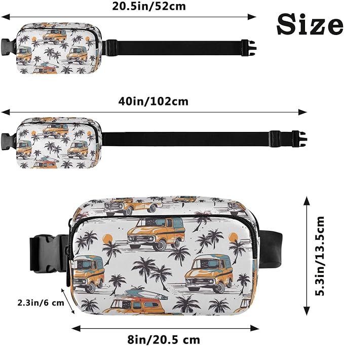 Beach Coconut Tree Surf Trucks Fanny Pack for Women Men Water Resistant Fashion Waist Packs with Adjustable Strap Belt Bag for Travel Workout Jogging Hiking 21219396