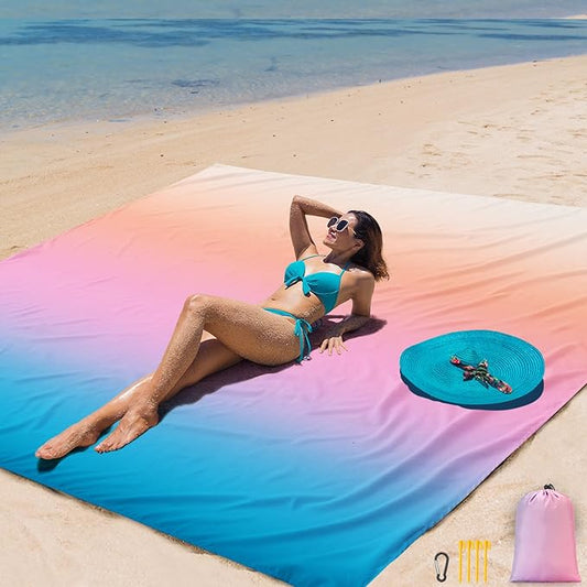 AISPARKY Beach Blanket Waterproof Sandproof Extra Large, Oversized Beach Mat, Quick Drying&Compact&Lightweight, Picnic Blankets Vacation Essentials for Outdoor Beach Camping (108" X 120" (8 Person))