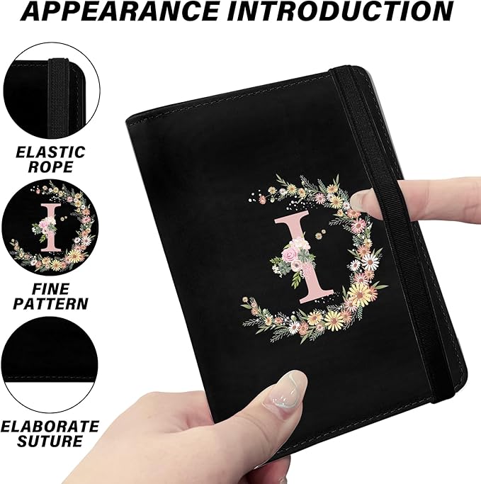 Cute Passport Holder and Holder Combo Passport Cover with RFID Blocking Women Men Compatible Wallet Credit Card Protector (Black-I)
