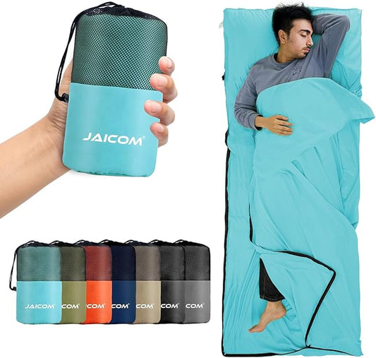 Sleeping Bag Liner, Travel Sheets & Adult Sleep Sack, Ultralight and Portable Summer Sleeping Bag - Ideal for Backpacking, Hotels and Hostels, Business Trips, Camping