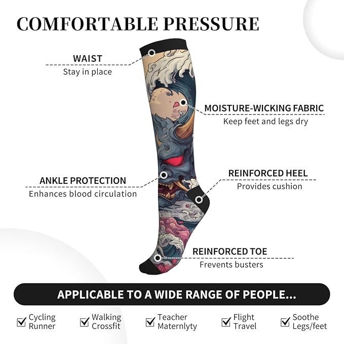 Compression Socks Knee High Circulation Support Socks For Women Men Athletic Running Work Hiking Cycling Travel