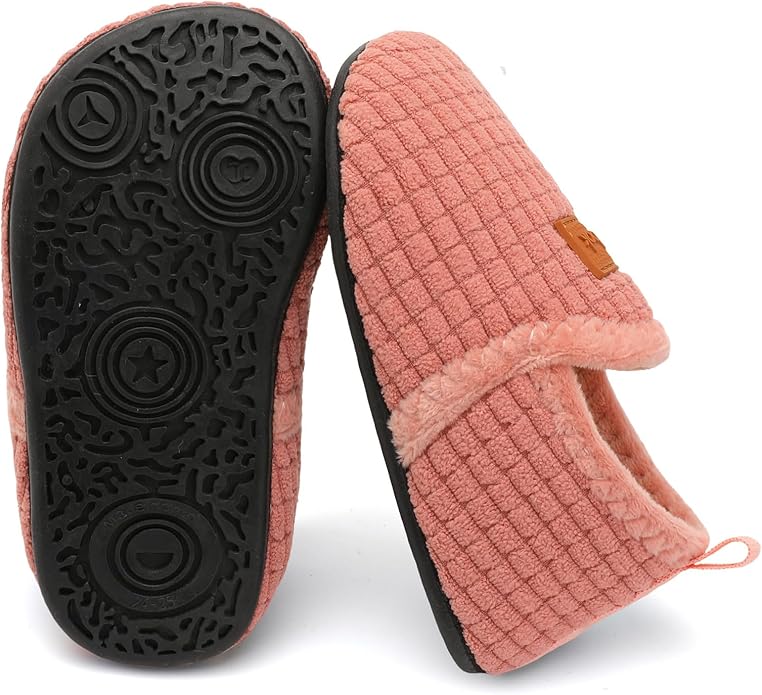 XIHALOOK Toddler Boys Girls House Slippers with Microfleece Lining Cozy Household Shoes Non-slip for Kids