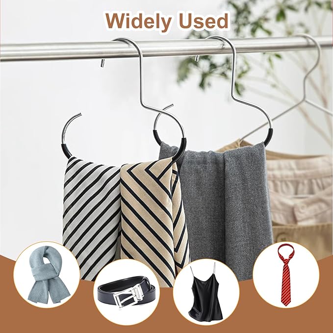 6 Pack Hat Organizer Scarf Hanger for Closet, Belt Hanger for Closet Space-Saving, Scarf Organizer for Baseball Caps, Beanies, Belts, Scarf (6PCS)