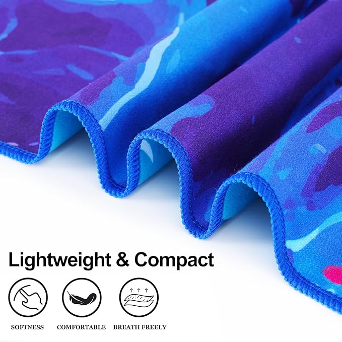 6 Packs Lightweight Thin Microfiber Beach Towel Oversized Quick Dry Compact Sandproof Clearance Towels Sand Free Camping Swimming Pool Easy Pack Travel Adults Purple Bohemian Marble Sea Bohemian