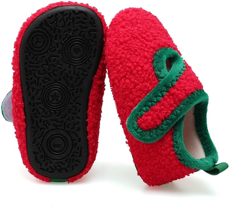 XIHALOOK Toddler Boys Girls House Slippers with Microfleece Lining Cozy Household Shoes Non-slip for Kids