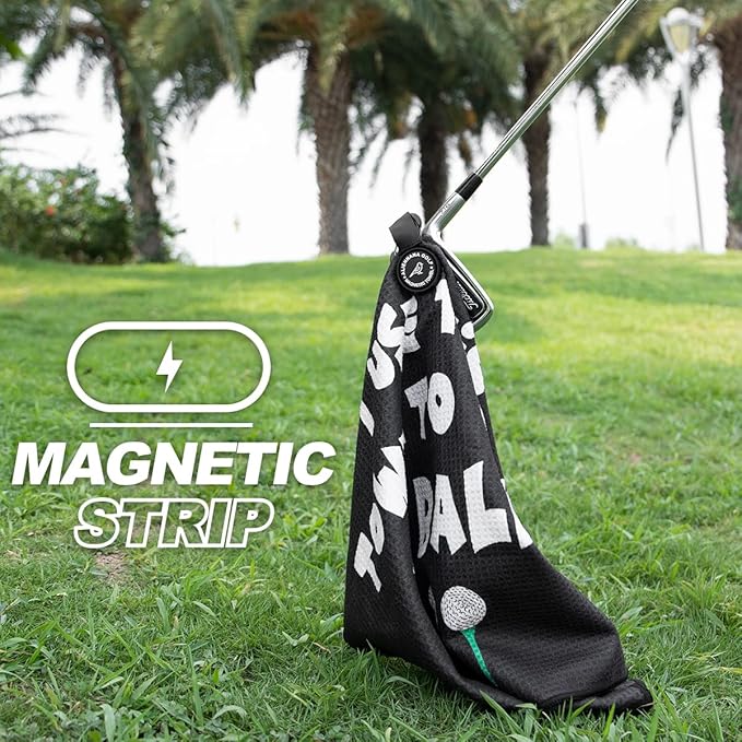 Magnetic Golf Towel, Microfiber Waffle Design with Clip - Industrial Strength Magnet for Strong Hold to Golf Bags, Carts & Clubs (Clean Balls)