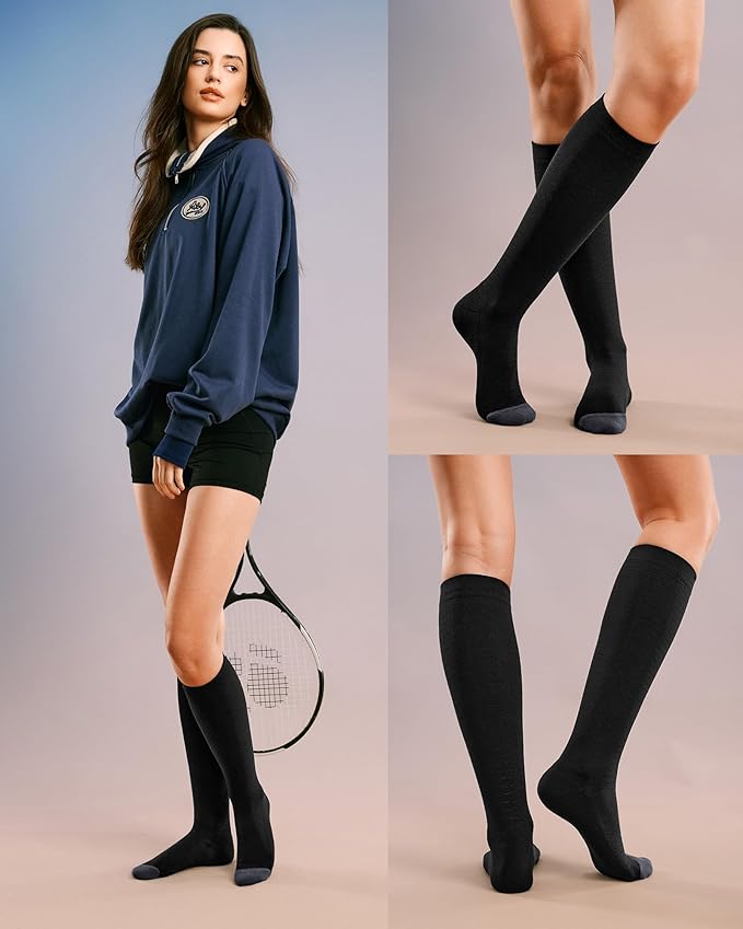FITRELL 4 Pairs Compression Socks for Women & Men, 15-20mmHg Circulation Support for Athletic Travel Daily Wear