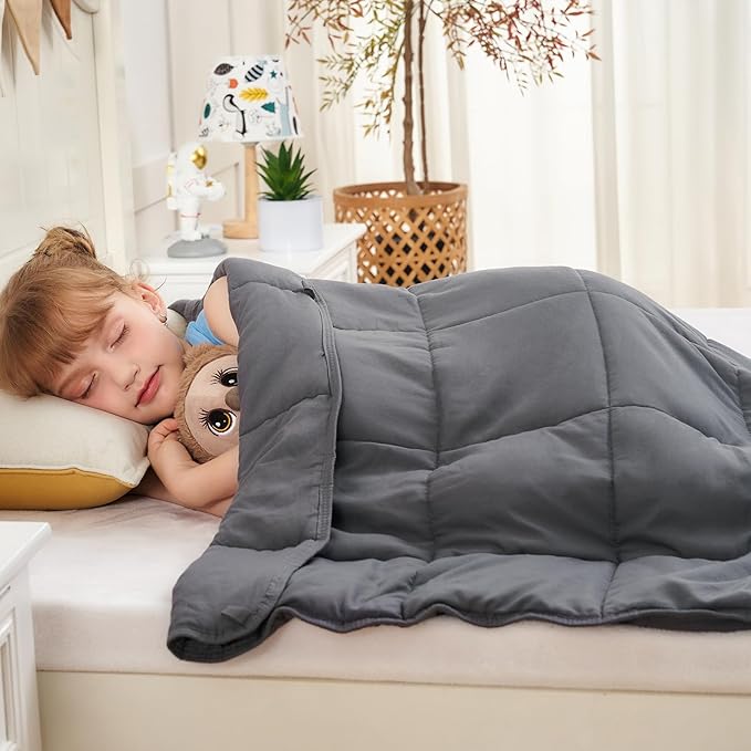yescool Weighted Blanket 10 Pounds Twin Cooling Weighted Lap Blanket, Grey Heavy Blanket for Sleeping, Weighted Throw Blanket Gifts for 80-110lbs, 40" x60