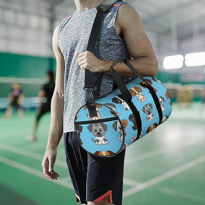 Weekender Carry on Beach Yoga Overnight Luggage Bag Gym Sports Travel Workout Bag Overnight Bags (Blue Dog Prints Funny)