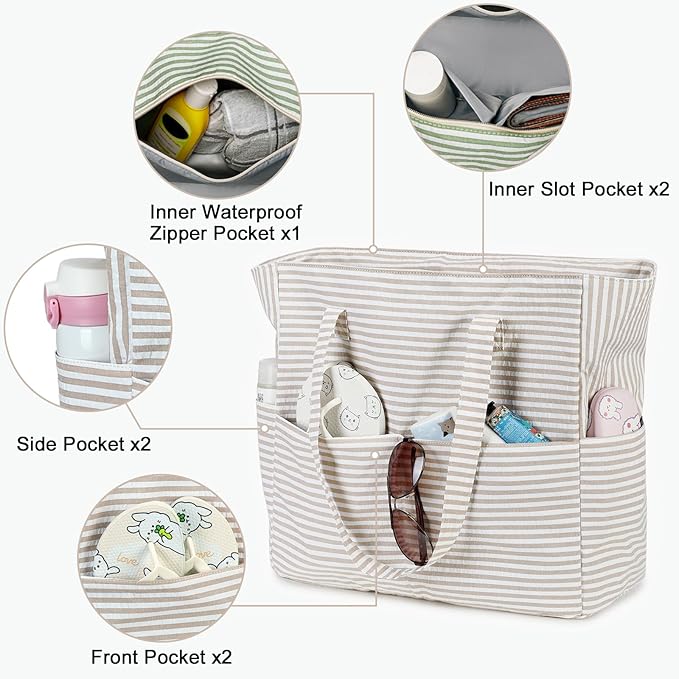 LEDAOU Beach Bag Waterproof Sandproof Women Beach Tote Pool Bag with Zipper for Swim Gym Grocery Travel with Wet Pocket | Sandproof, with Zipper, for Gym, Grocery, Travel, with Wet Pocket