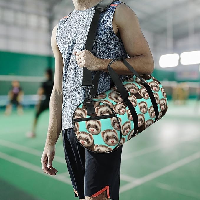 Durable Travel Gym Sports Bag Cute Ferret Workout Lightweight Foldable Overnight Bag Training Workout Bags