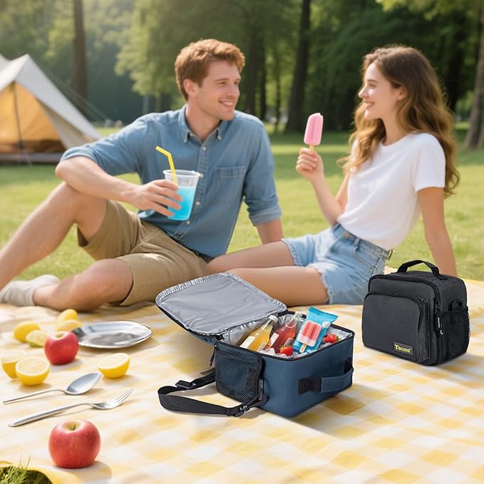 BALEINE Insulated Lunch Bag for Men Women, Leakproof Cooler Bag with Adjustable Shoulder Strap for Work Picnic, Lunch Box for Women Men (Small, Blue)