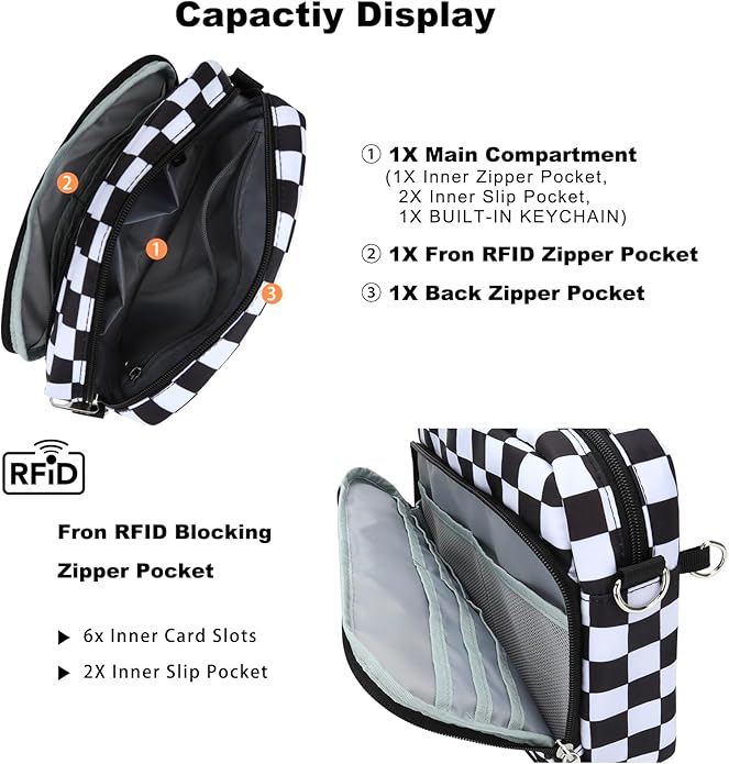 Small Nylon Crossbody Bags for Women, Anti theft Travel Purses Handbag Shoulder Bag, Cute Cross Body Wallet with RFID