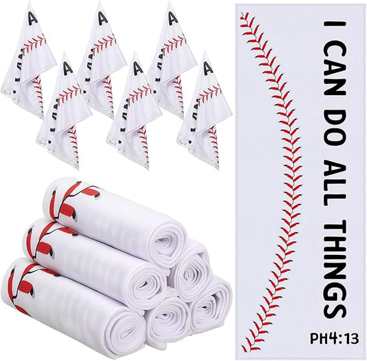 12 Pcs Baseball Cooling Towel Baseball Team Gifts Favors for Player Bible Verse I Can Do All Things Workout Sweat Rags for Neck and Face Sport Towel for Gym, Camping, Outdoor Sport Gear