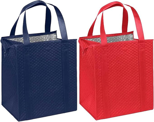 Mediz Hannah Direct Large Capacity Heavy Duty Insulated Smart Shopping Bag - Strong Reusable Grocery Tote 2 Pack
